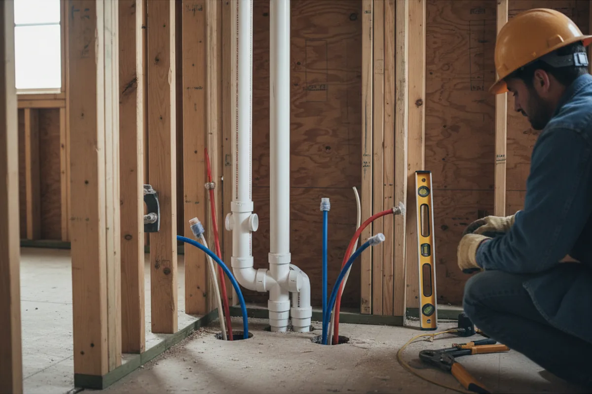 Drain and supply rough-in during Leak Detection in Dunellen